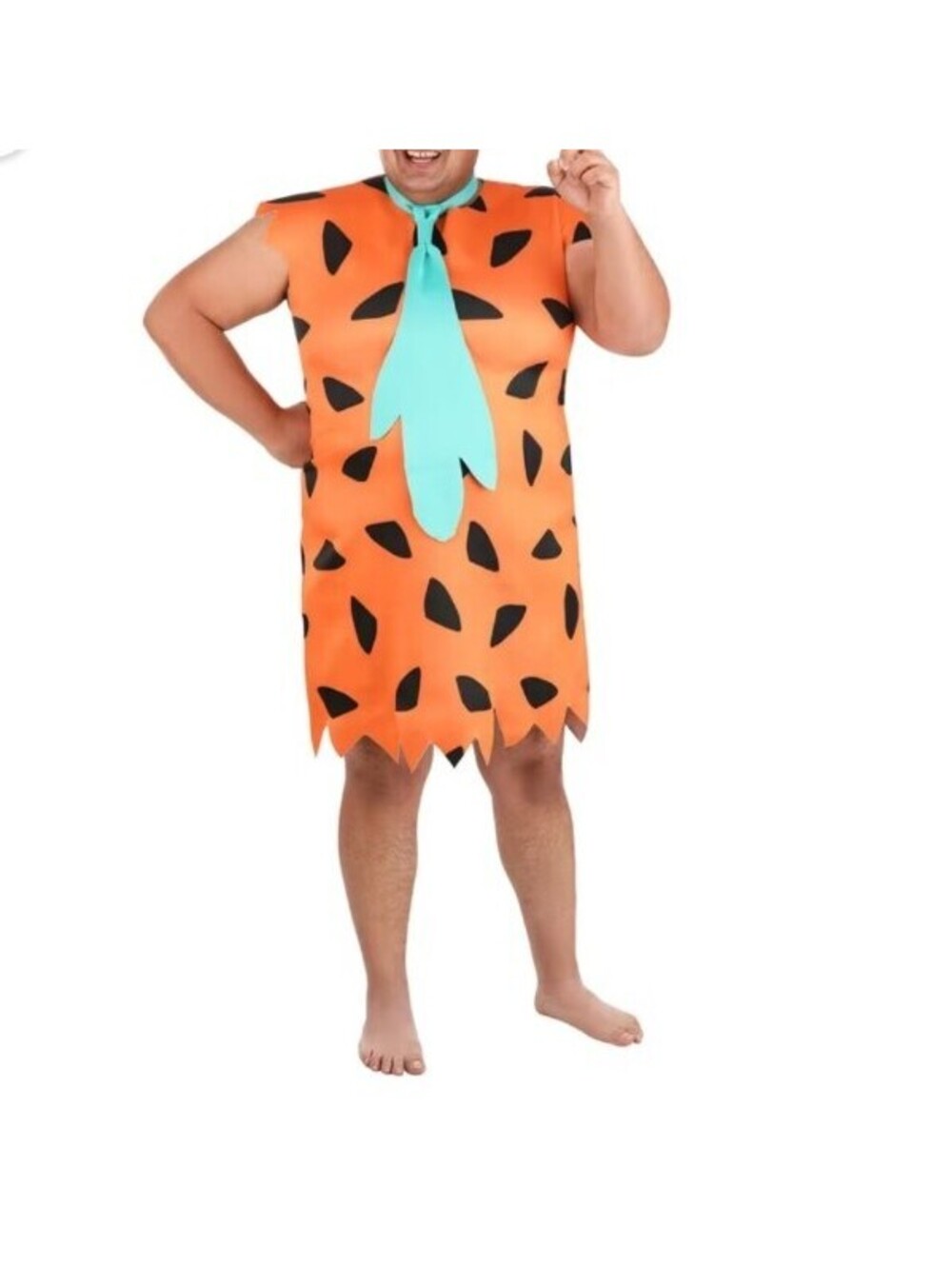 Adult Fred Flintstone Costume Orange Black Spots Tie